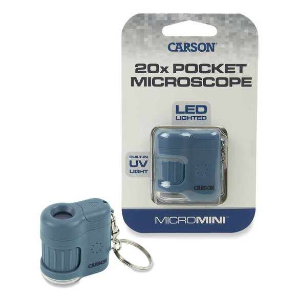 Carson MicroMini LED ve UV Işıklı Cep Mikroskobu 20x Mavi