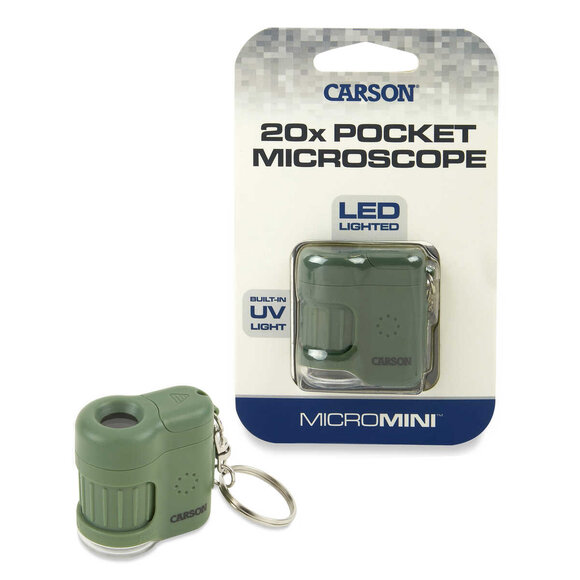 Carson MicroMini LED ve UV Işıklı Cep Mikroskobu 20x Yeşil