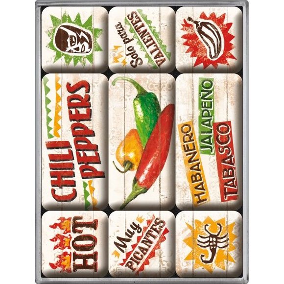 Nostalgic Art Chili Peppers Magnet Set 9 Parça