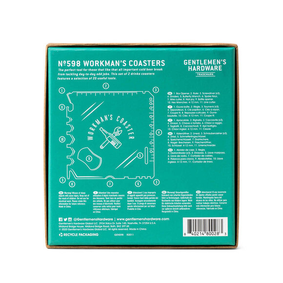 Gentelmens Hardware WORKMANS COASTERS Çok Amaçlı Bardak Altlığı