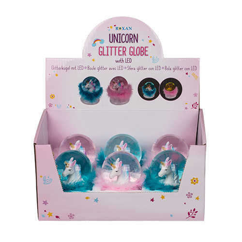 GLITTER GLOBE UNICORN FEATHERS and LED Simli Su Küresi Tüylü ve Işıklı