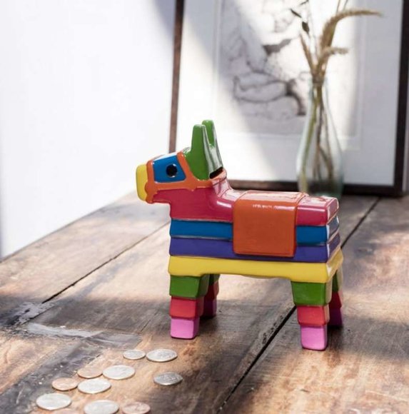 Kikkerland COIN BANK PINATA Çok Renkli Seramik Kumbara