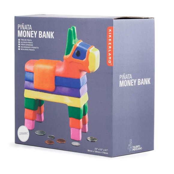 Kikkerland COIN BANK PINATA Çok Renkli Seramik Kumbara