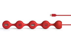 Lexon Peas Hub C USB Çoğaltıcı Kırmızı LD150DR - Thumbnail