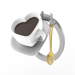 Metalmorphose Kalp Kahve Fincanı Anahtarlık - Thumbnail