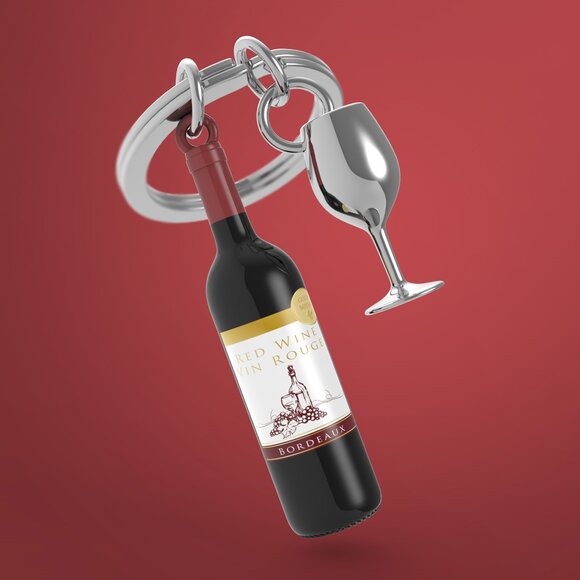 Metalmorphose Şarap ve Kadeh Anahtarlık
