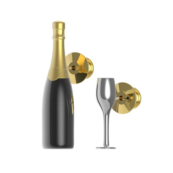 Metalmorphose Şarap ve Kadeh Broş Seti