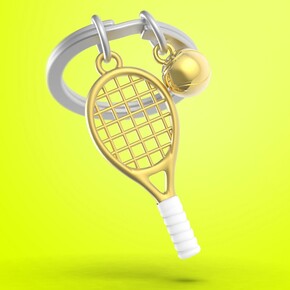 Metalmorphose Tenis Raketi Anahtarlık Gold - Thumbnail