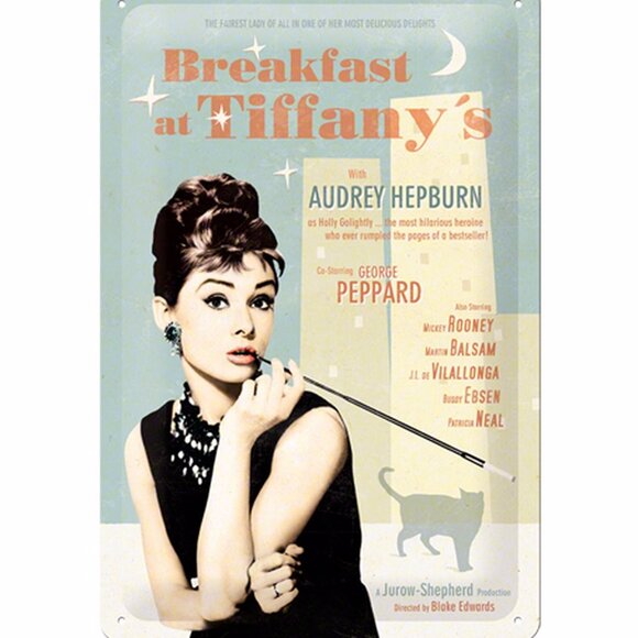 Nostalgic Art Breakfast At Tiffany's Blue Metal Pano 20 x 30 cm