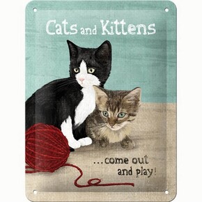 Nostalgic Art Cats and Kittens Kabartmalı Metal Duvar Panosu - Thumbnail