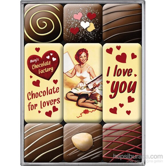 Nostalgic Art I Love You Chocolate Magnet Set 9 Parça