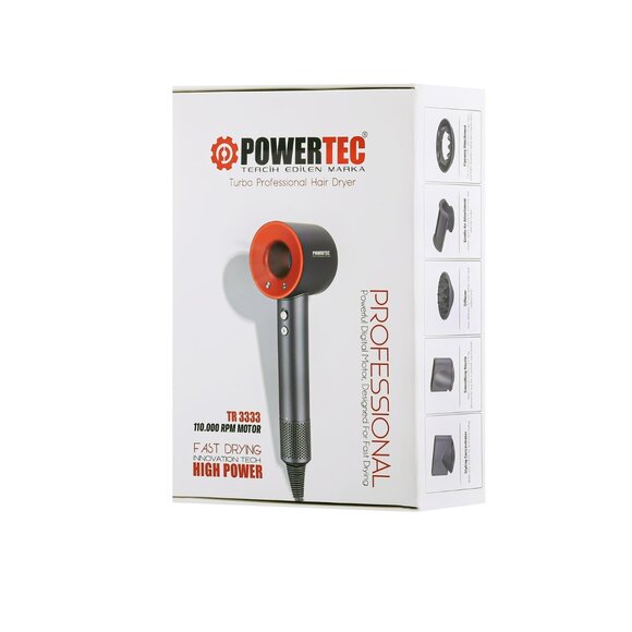 Powertec TR-3333 İyonizerli 5 Fonksiyonlu Plazma Fön ve Saç Kurutma Makinesi