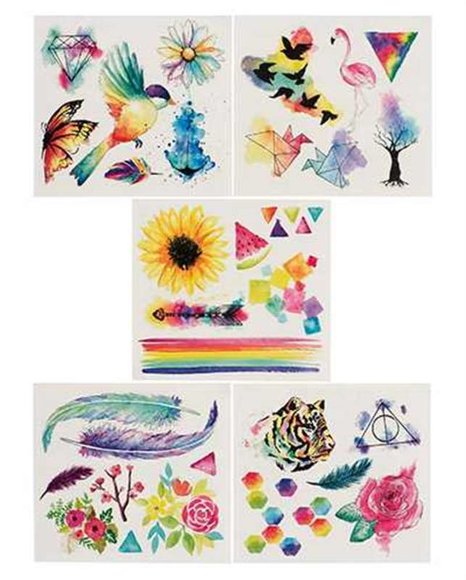 Watercolour Tattoos Sulu Boya Tarzi Gecici Dovme Seti Qtoo Com Tr